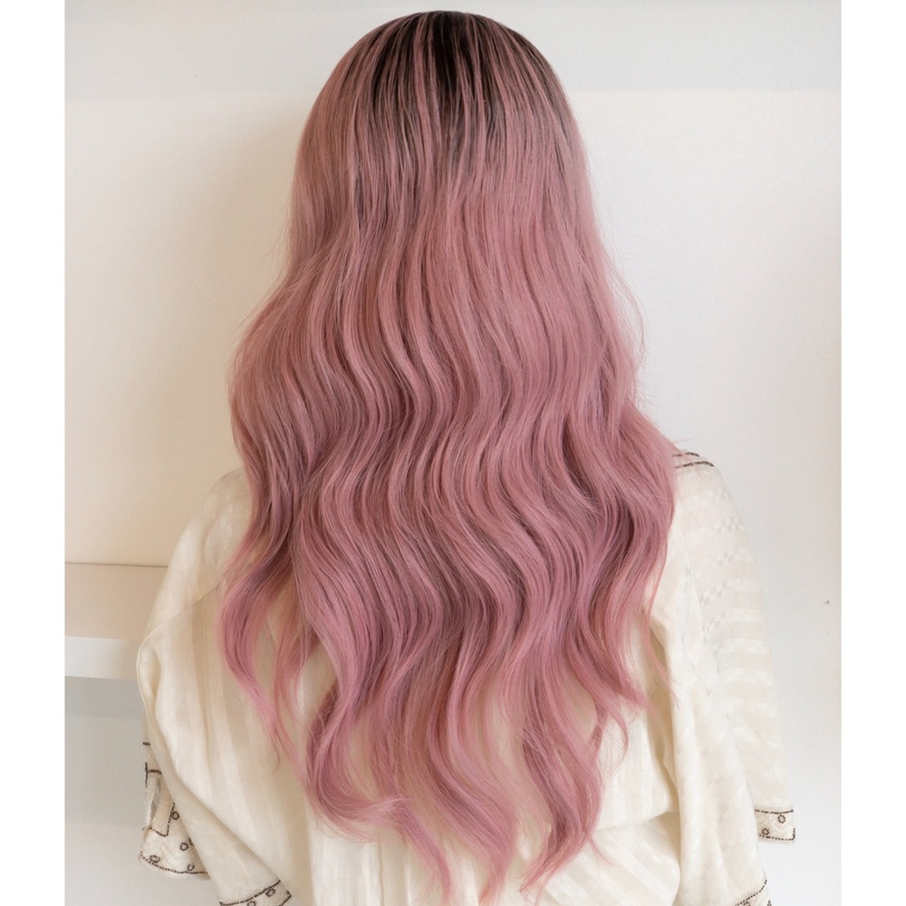 24" Pastel Pink Ombre Lace Front Wavy Wig | Kelly - Picture 3 of 11